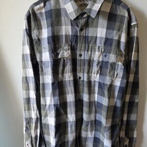 Vans Mens Off The Wall Men’s Flannel Shirt – XL – Gray/Black Plaid Fits M